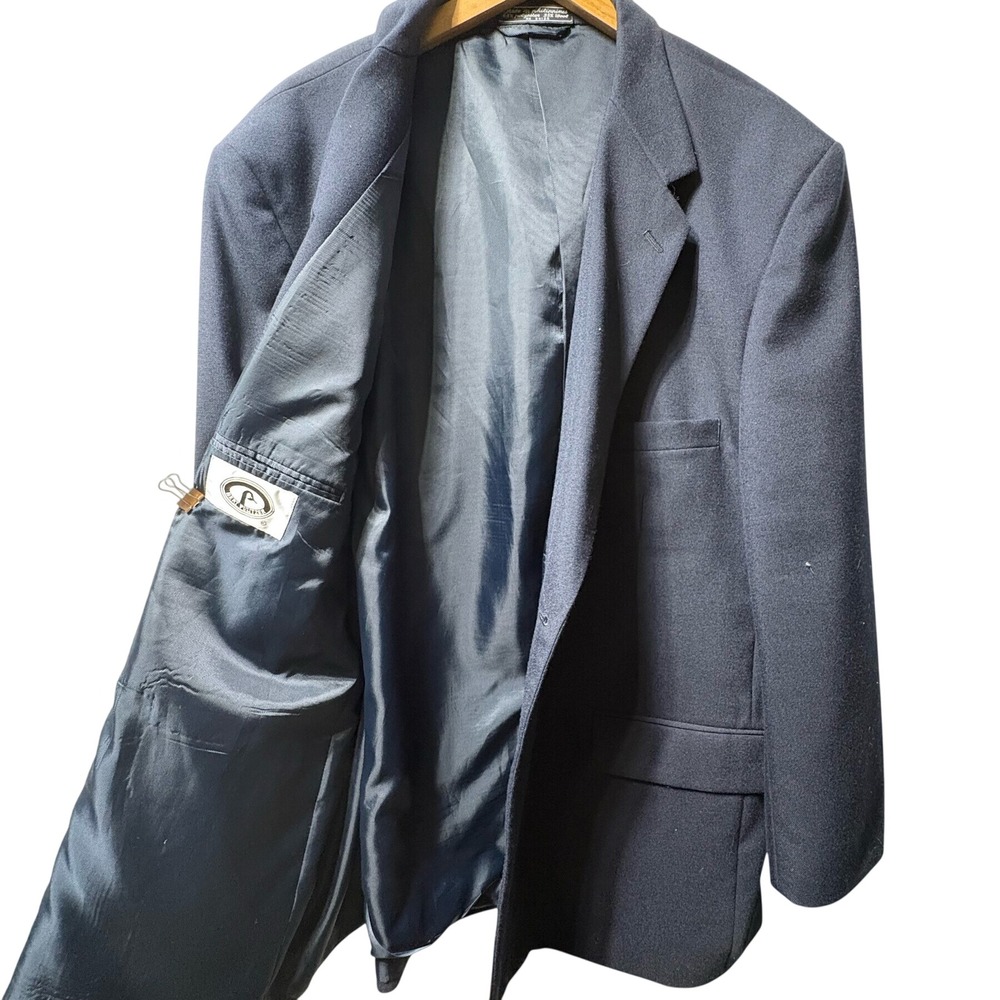Bert Pulitzer Blazer Mens Navy Blue Wool Blend Gold Crest Button Sport Coat 25in